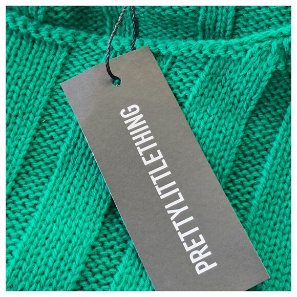 Women's Plus Size Green Cropped Knit Ribbed Sweater UK XXL US 18/20 - Picture 7 of 8